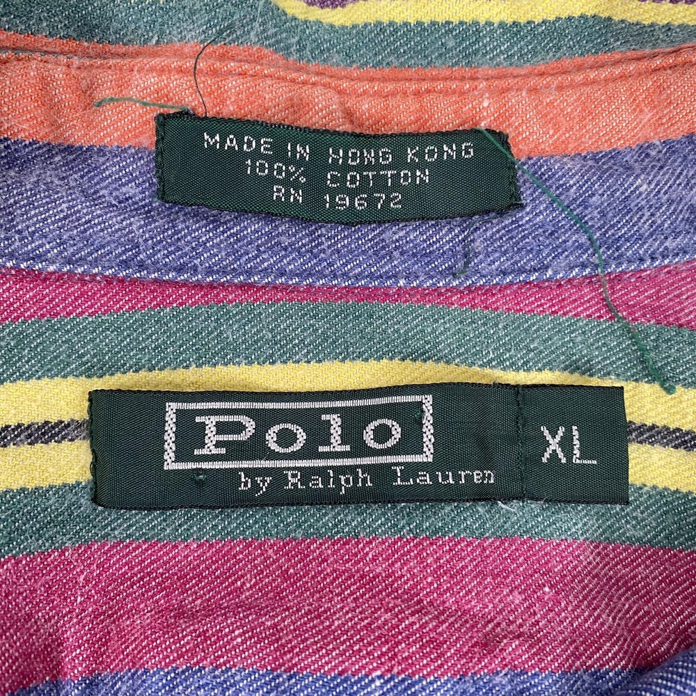 Vintage Polo Ralph Lauren Shirt Mens XL Striped Button Down 90s Preppy Classic - Picture 6 of 13